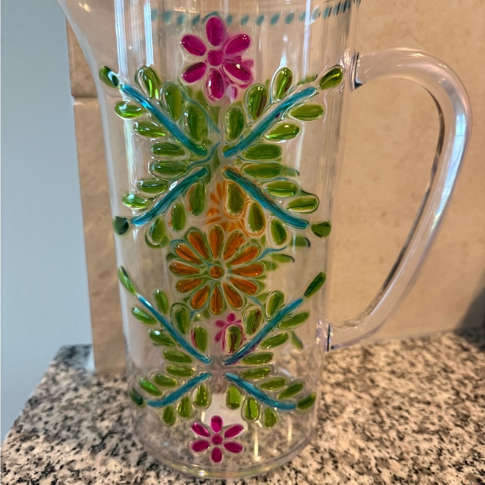 Fiesta Embossed BPA-Free Plastic Set with Pitcher and Two Stemless Glasses - Picture 5 of 9